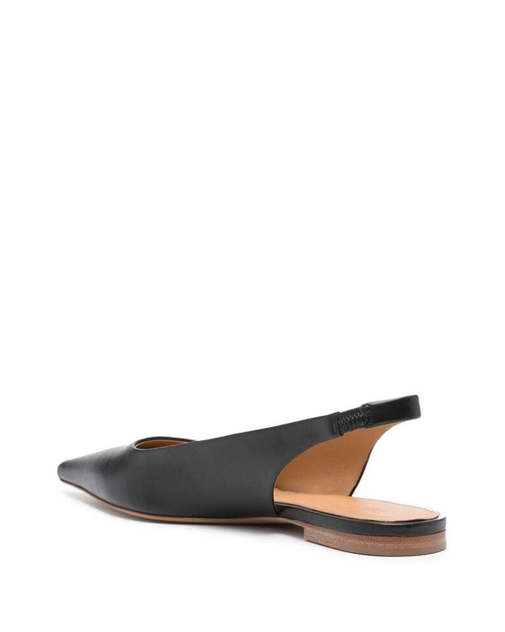 Off-White c/o Virgil Abloh Black Logo-Plaque Point-Toe Slingback Leather Flats