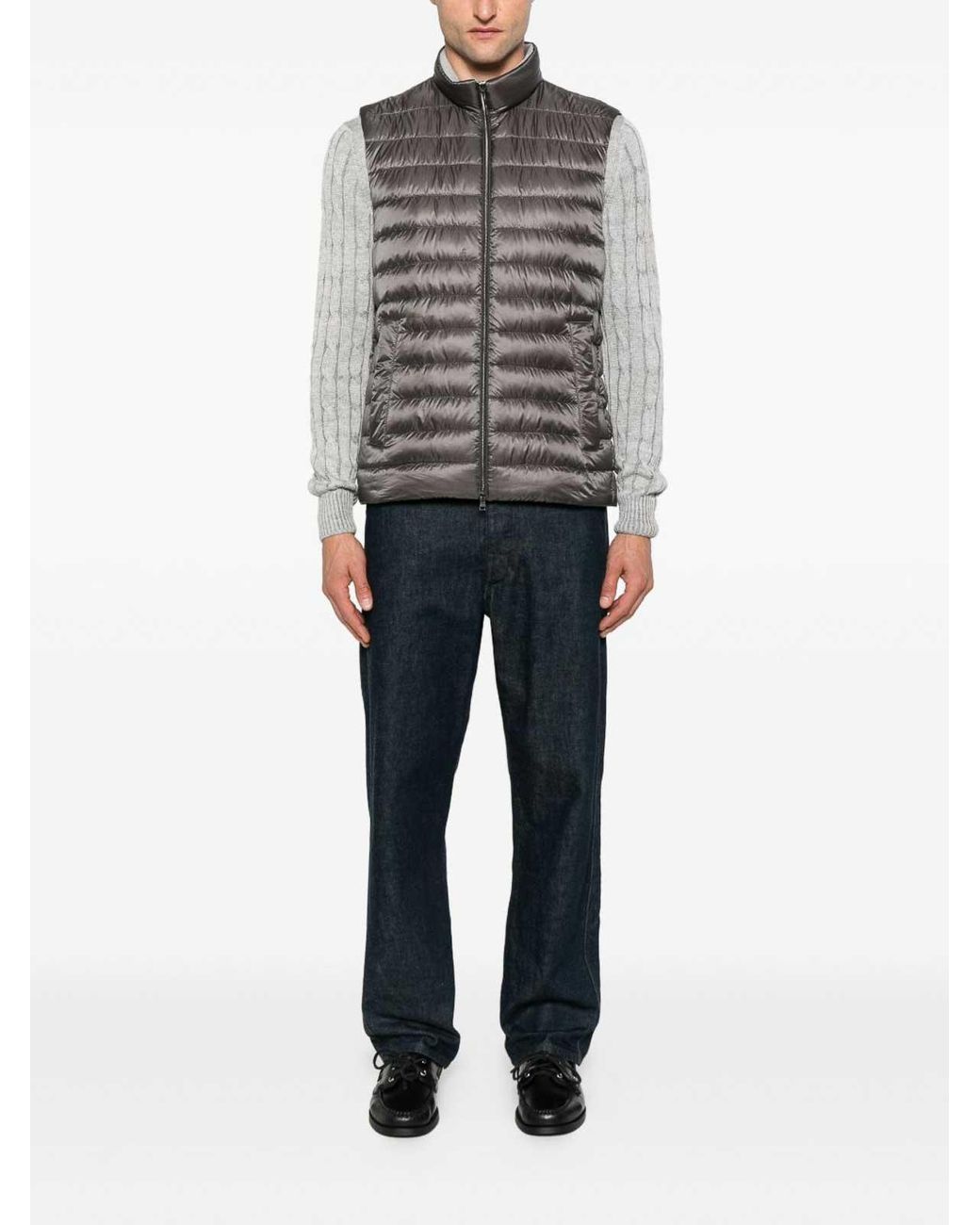 Herno Gray Nylon Down Vest for men