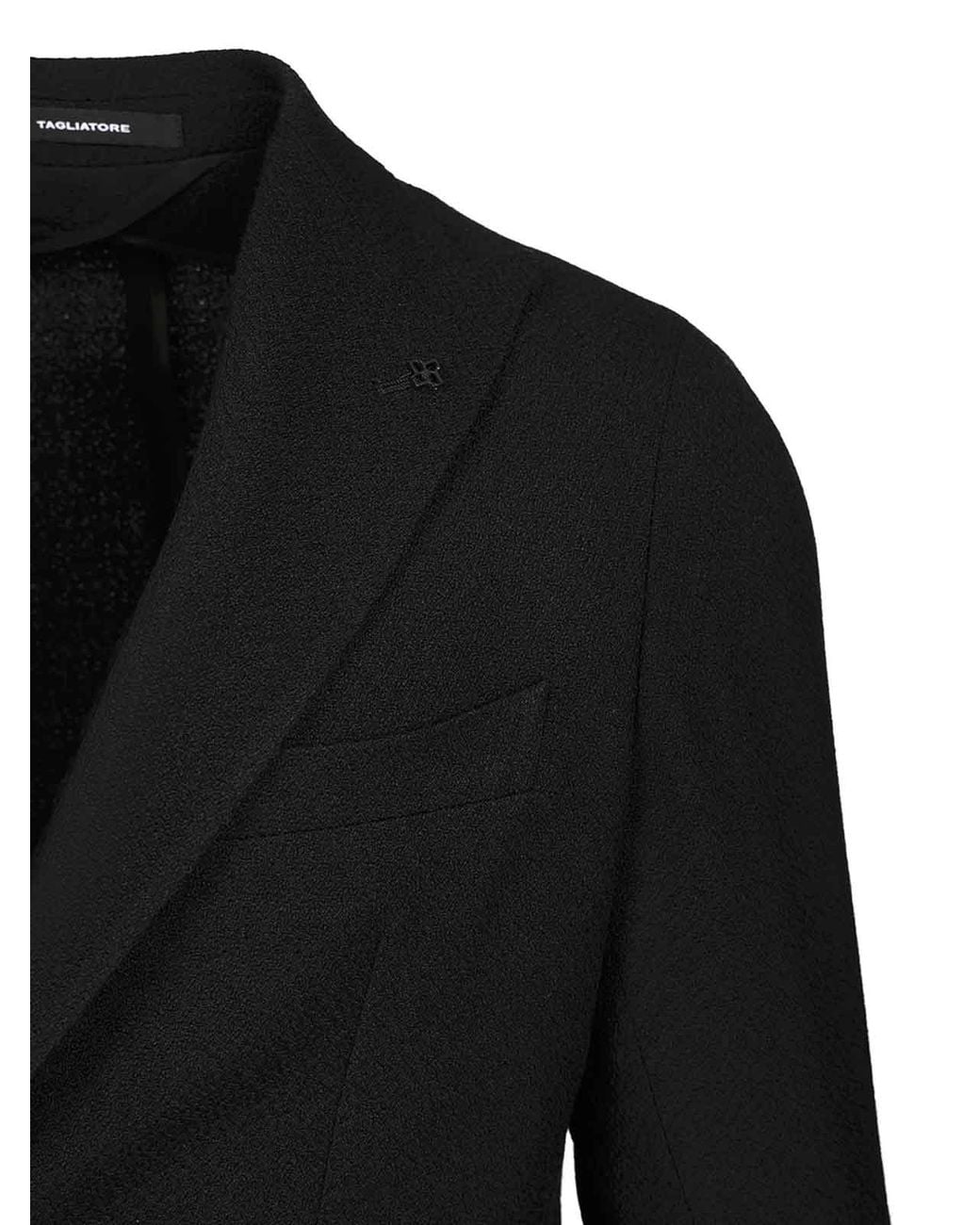 Tagliatore Black Unlined Wool Blazer for men