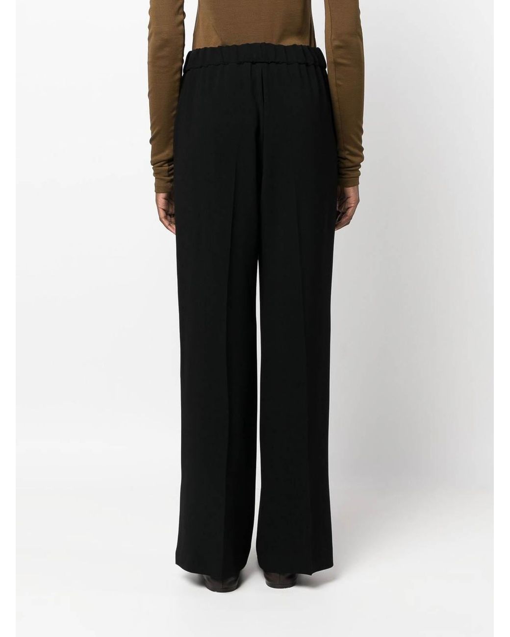 Alberto Biani Black Elasticated Waist Straigh-Leg Trousers