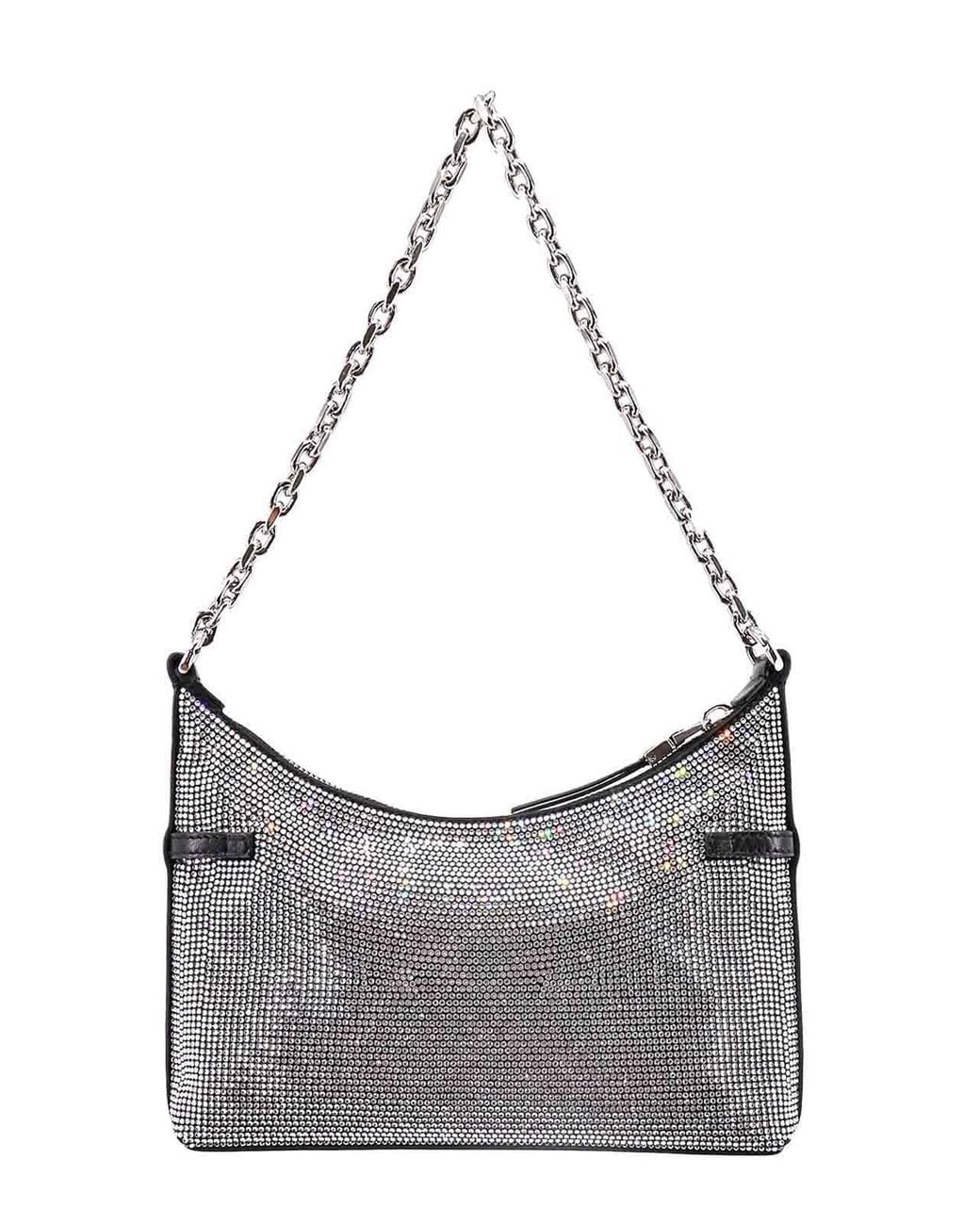 Givenchy Gray Shoulder Bag With All-Over Rhinestones
