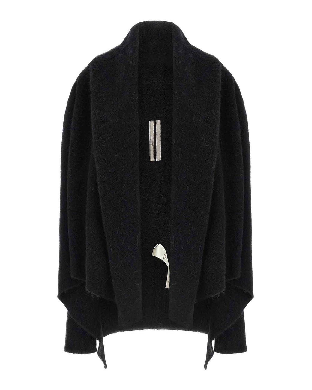 Rick Owens Black Hooded Medium Wrap' Cardigan