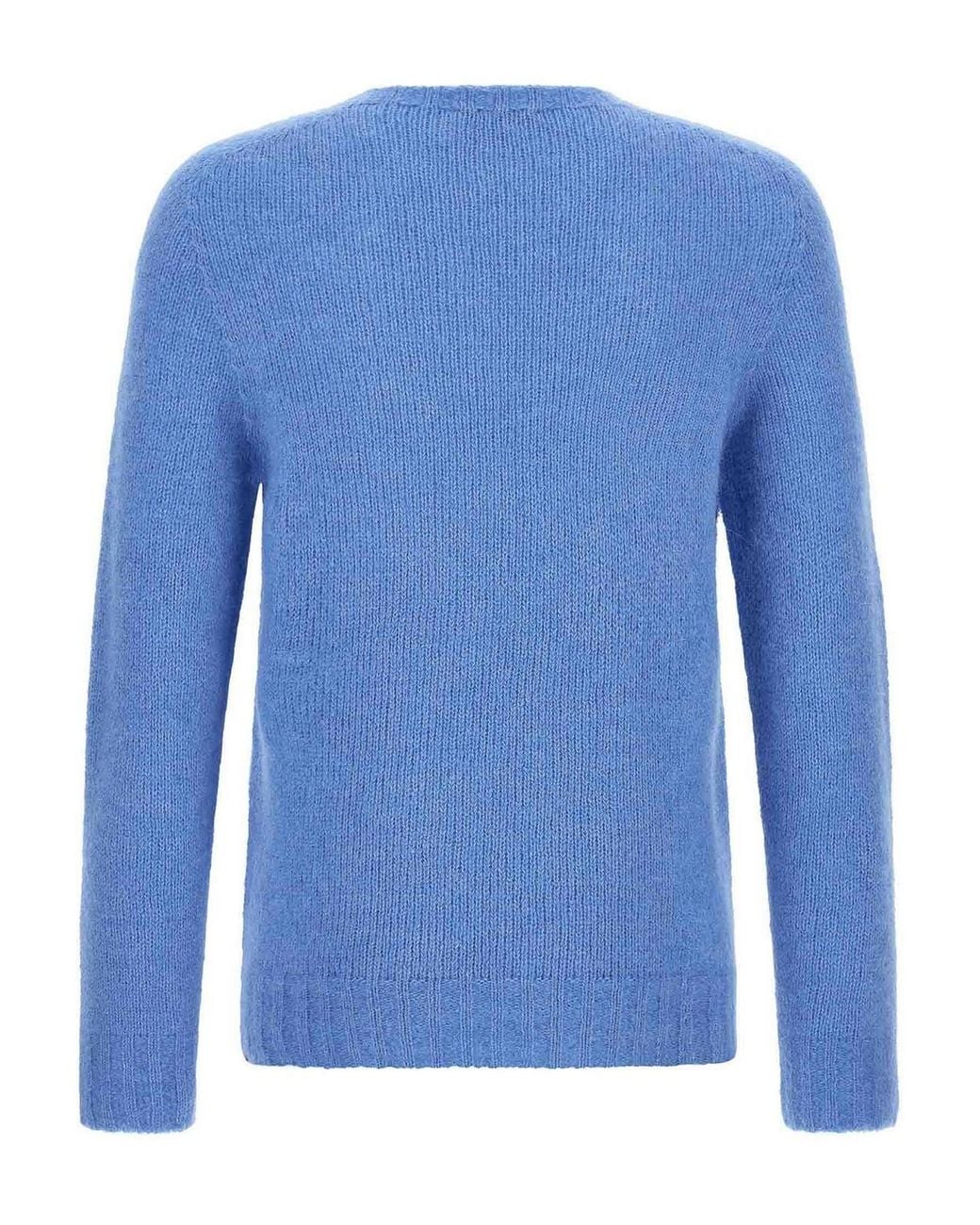 Oliver Lattughi Blue Brushed Alpaca Sweater for men