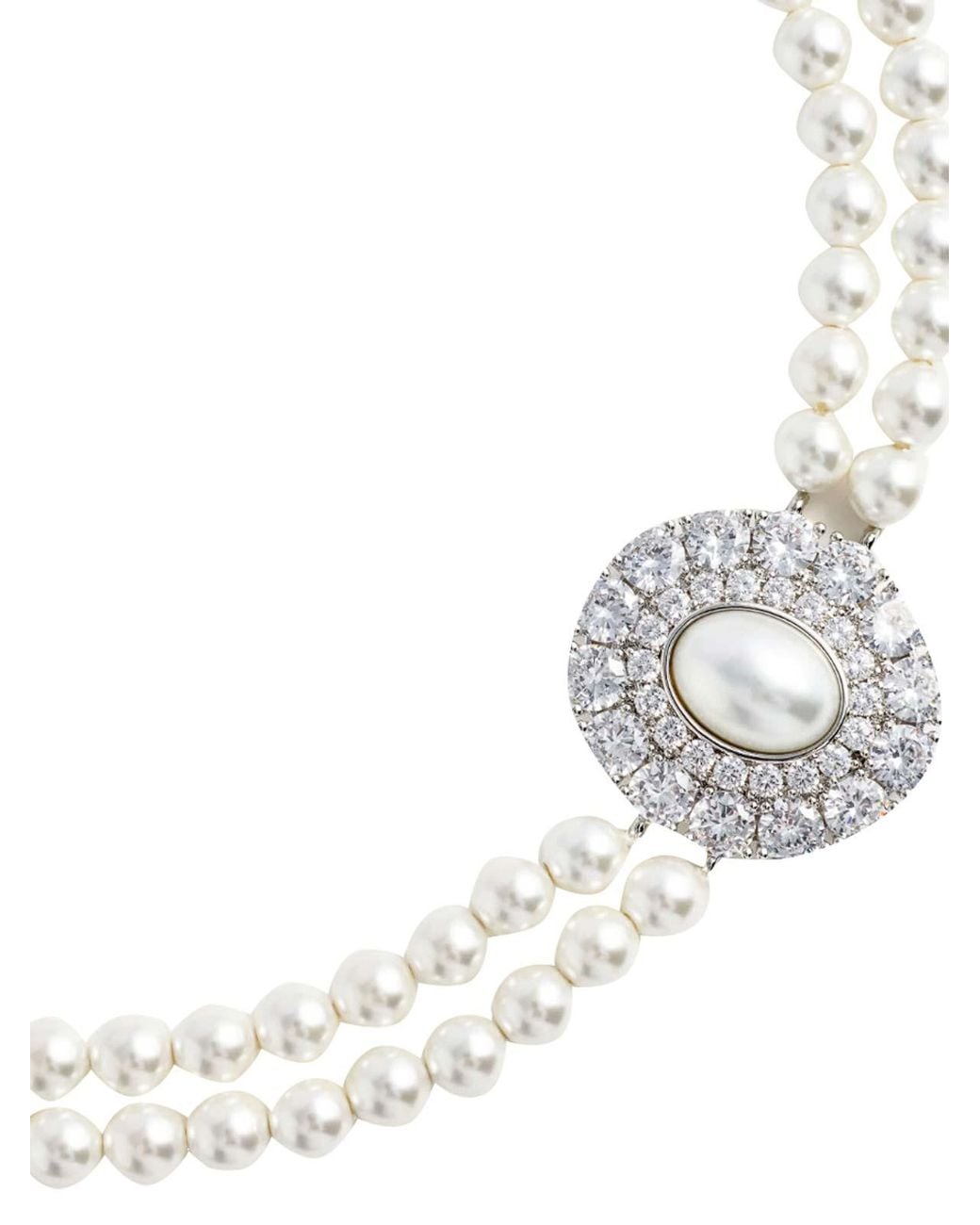 Self-Portrait Metallic Pearl Crystal Choker