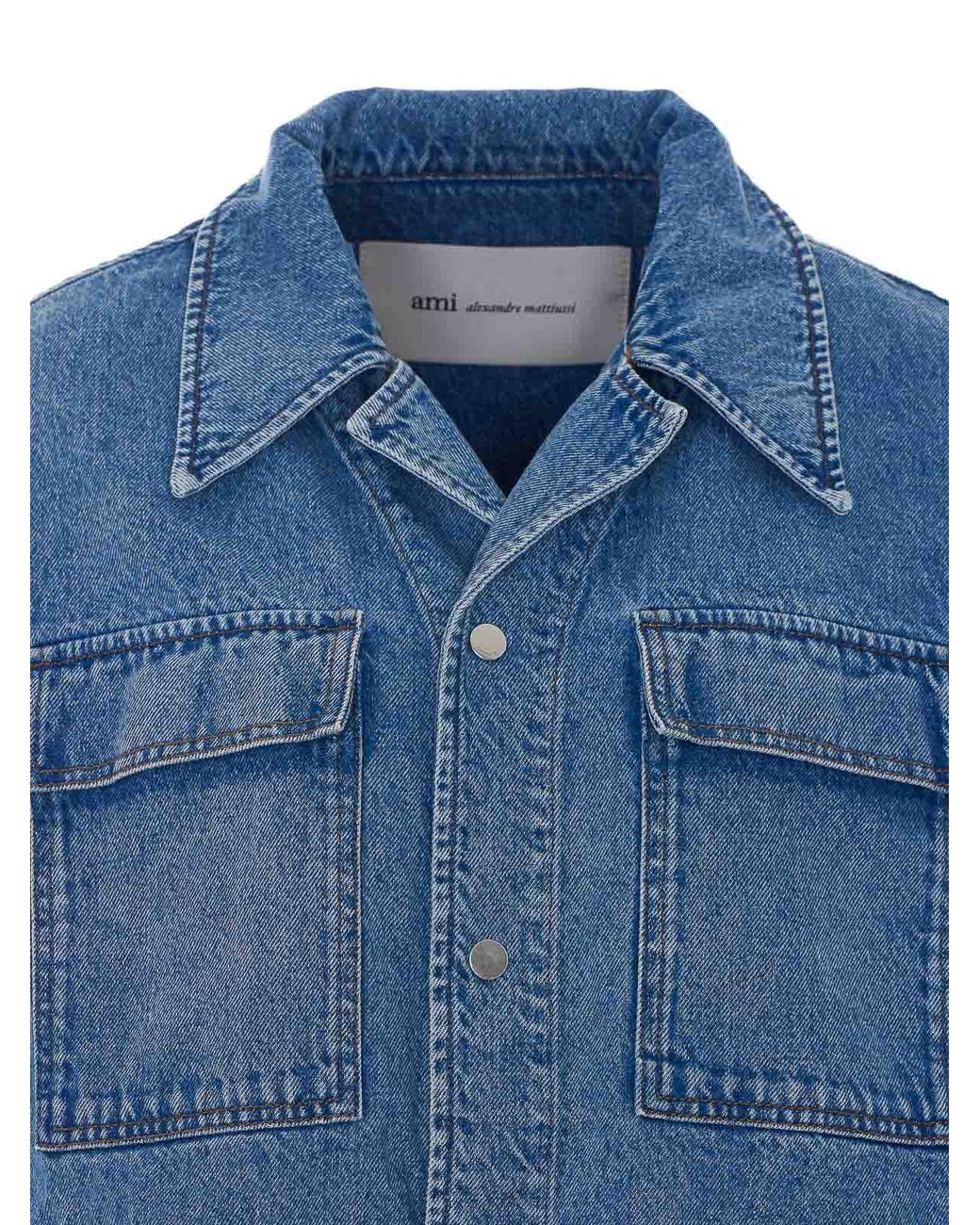 AMI Blue Denim Overshirt for men