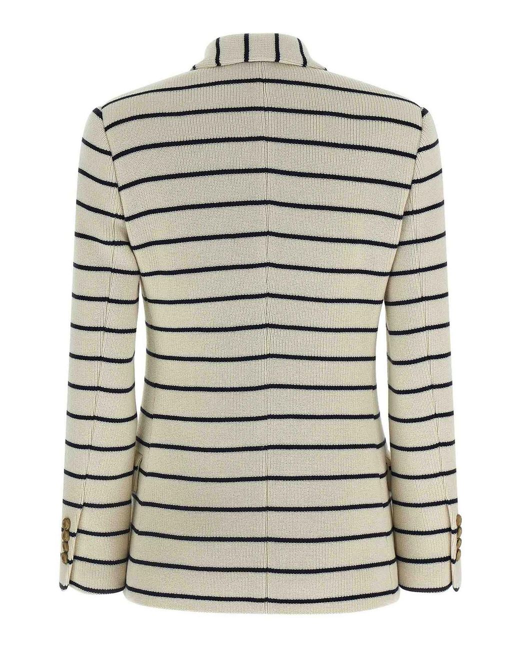 Brunello Cucinelli Gray Striped Sweater Blazer