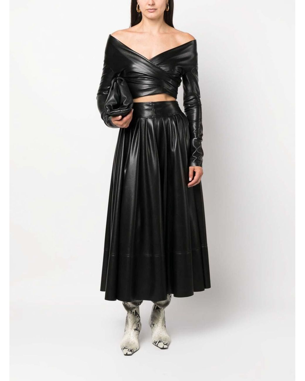 Philosophy Di Lorenzo Serafini Black Pleated Maxi Skirt With High-Quality Polyester Fabric And Design