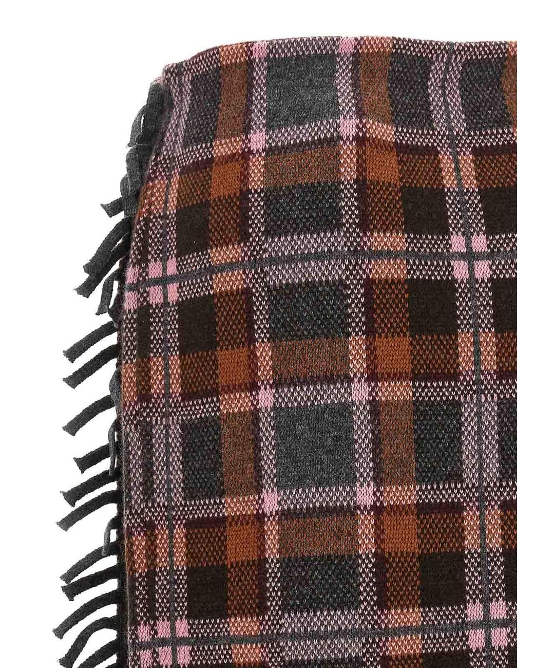 Guest In Residence Brown Tartan Wrap Wool-Cashmere Skirt