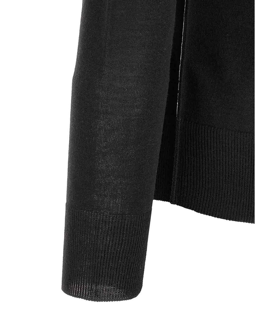 MM6 by Maison Margiela Black Turtleneck Sweater With Contrast Stitching for men