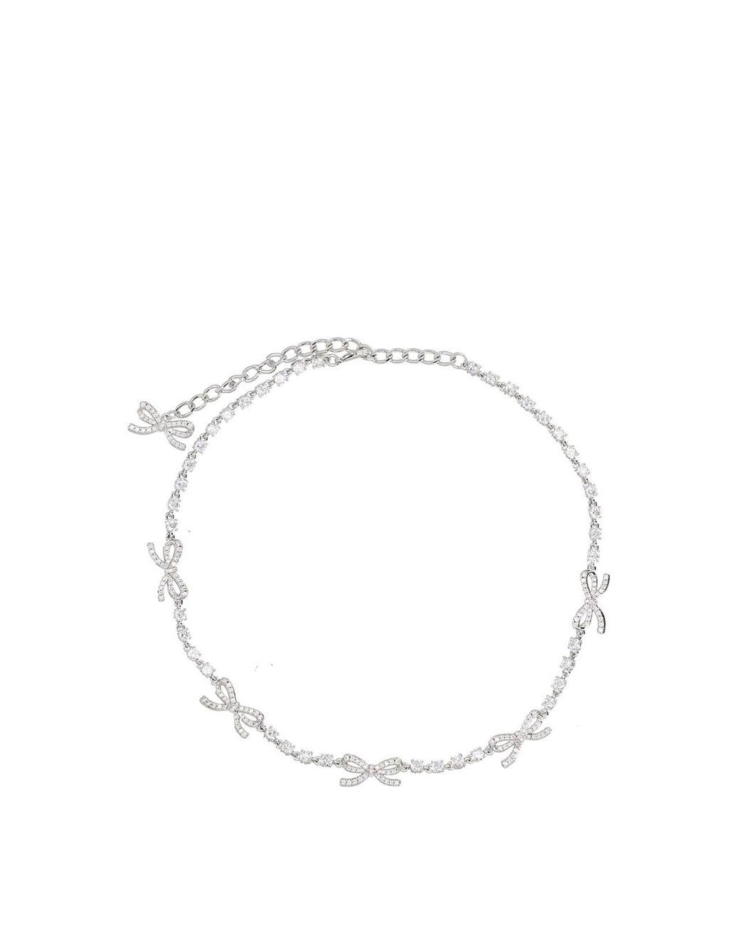 Self-Portrait White Crystal Bow Necklace