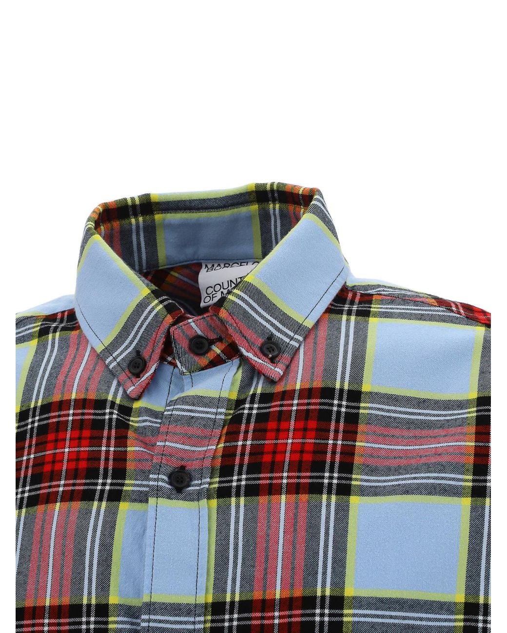 Marcelo Burlon Blue Tartan Shirt for men