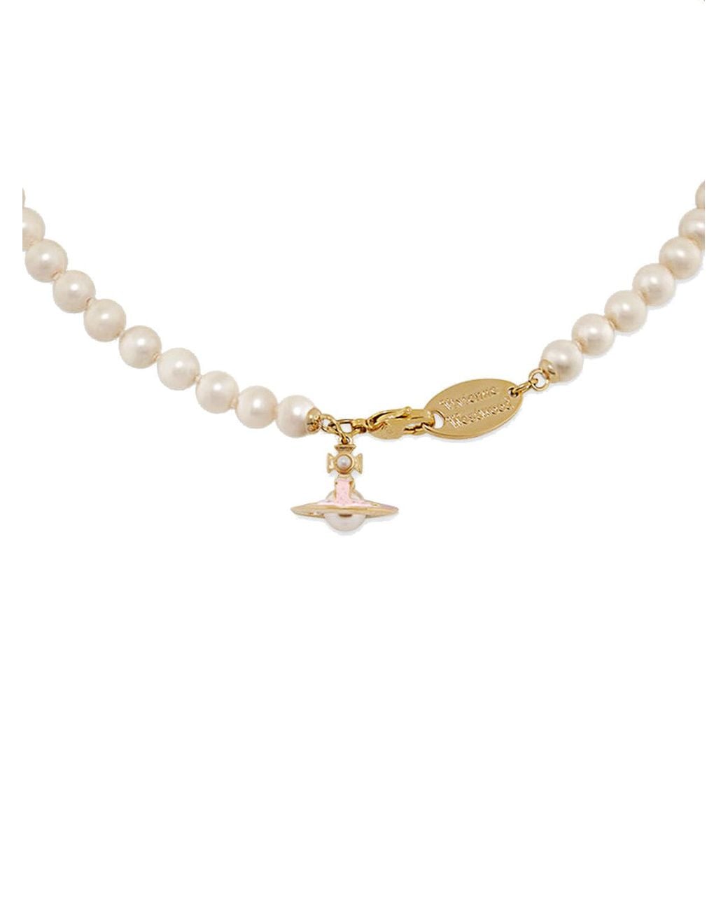 Vivienne Westwood Metallic Simonetta Pearl Necklace