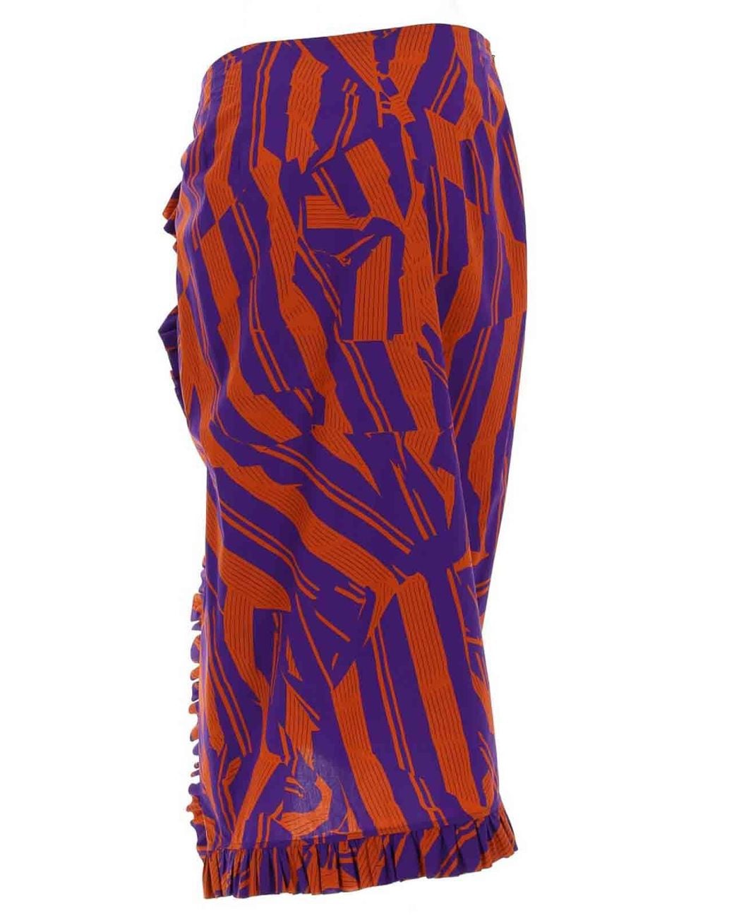 Dries Van Noten Red Cotton Asymmetric Midi Skirt