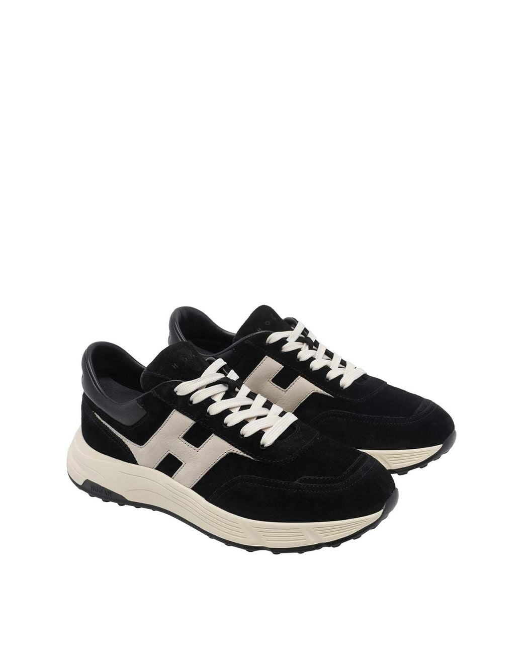 Hogan Black Hyperlight Suede Leather Trainers With Chunky Sole for men