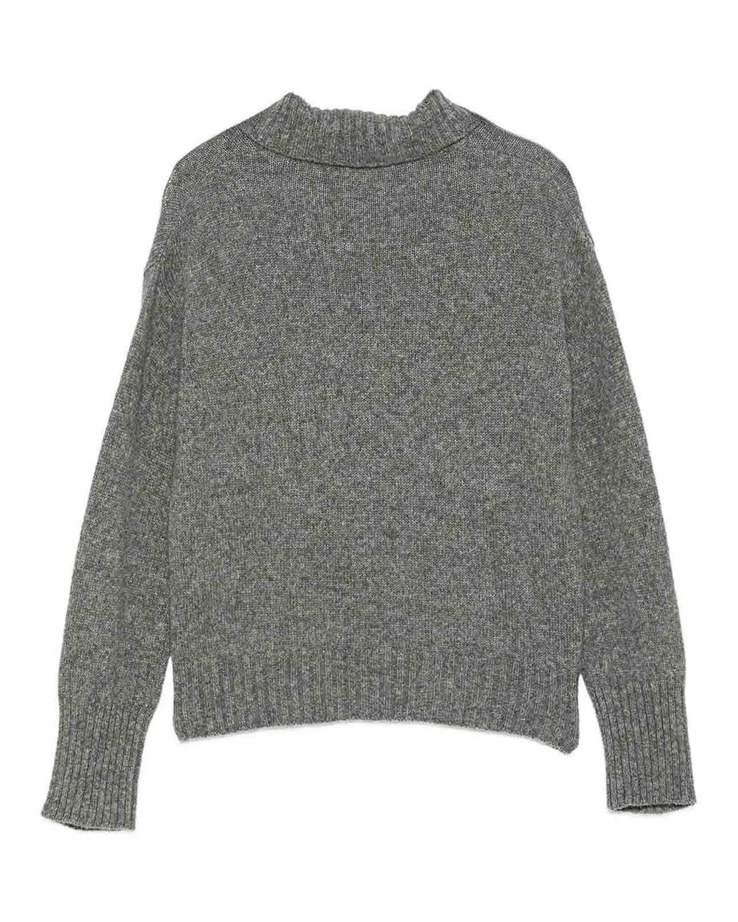 Roberto Collina Gray Buttoned Collar Sweater