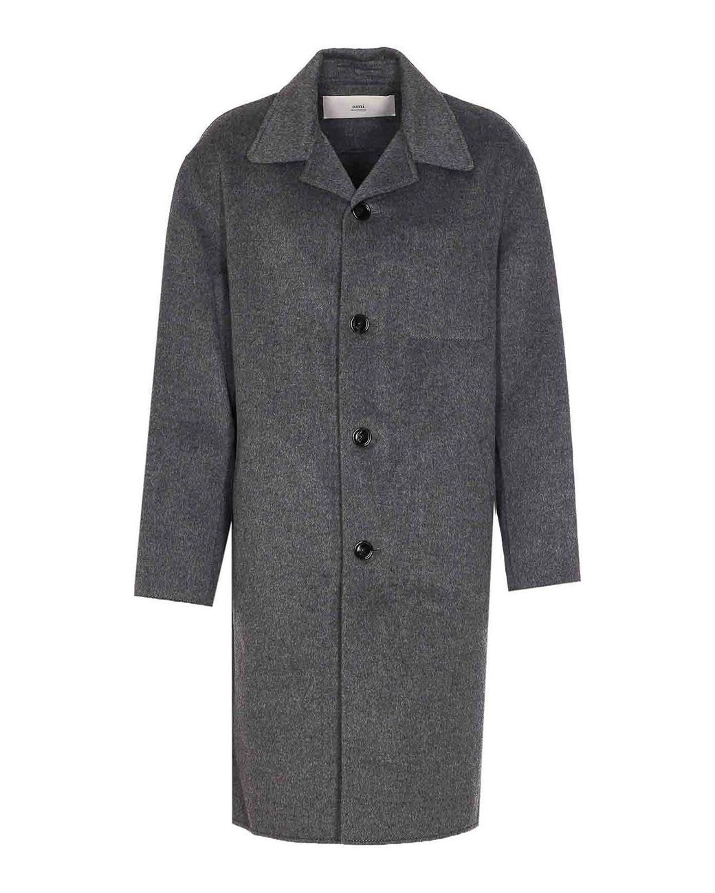 AMI Gray Single Breasted Coat for men