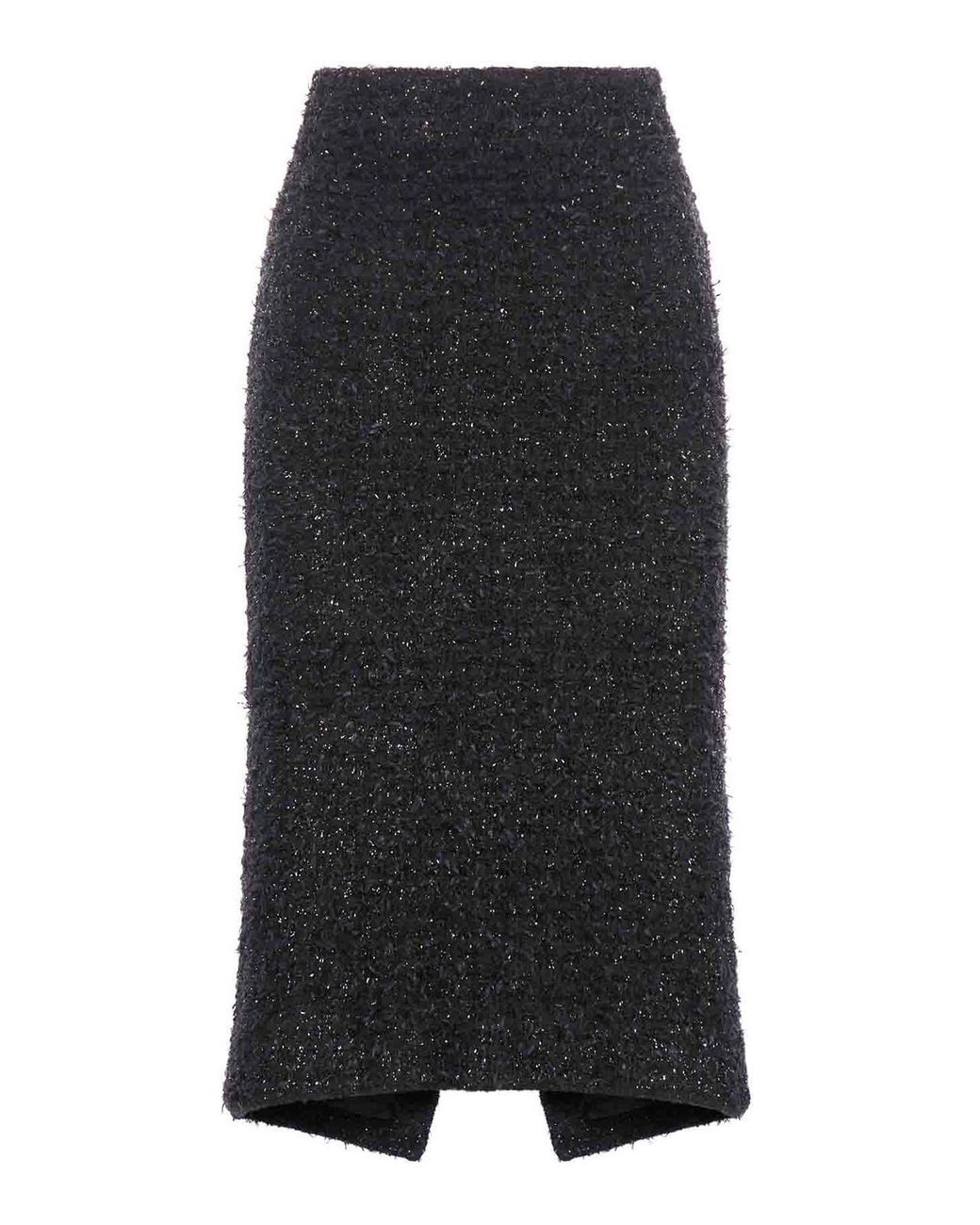 Balenciaga Black Tweed Midi Pencil Skirt
