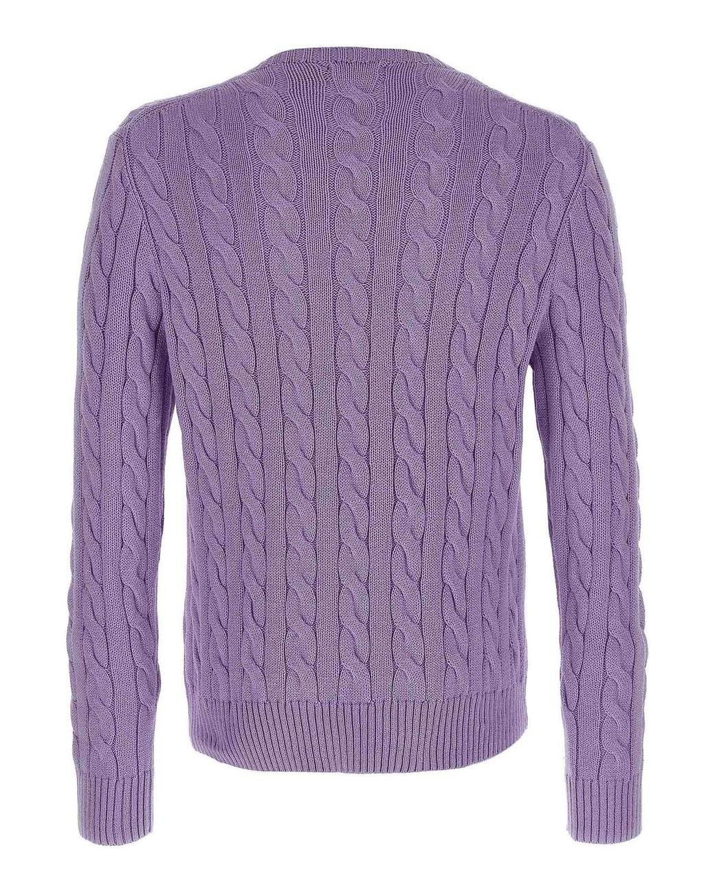Polo Ralph Lauren Purple Cotton Braided Sweater for men