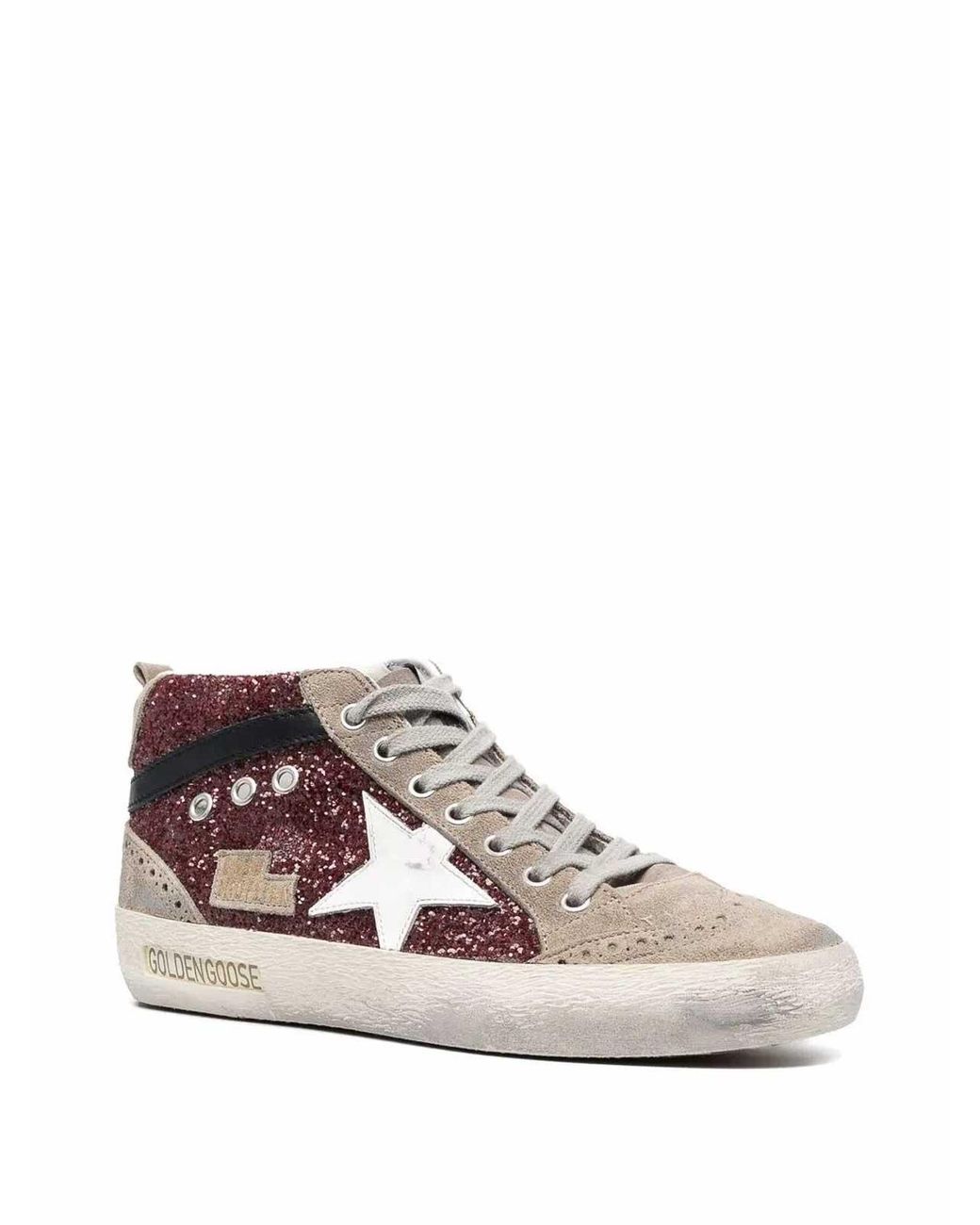 Golden Goose Deluxe Brand Red Mid Star Glitter Sneakers