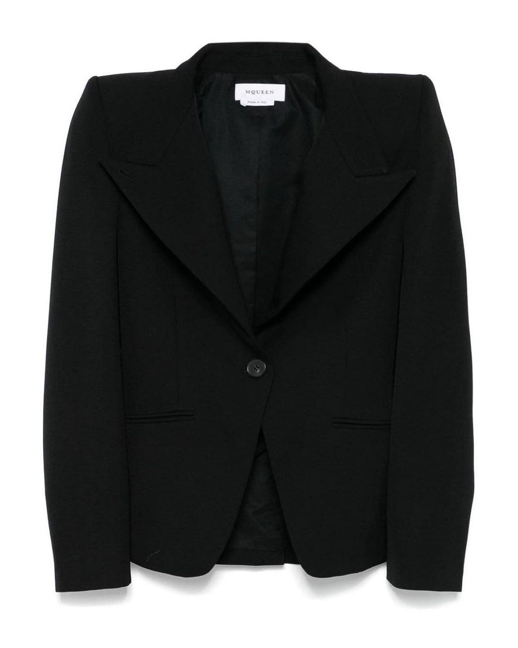 McQueen Black Double-Breasted Wool Blazer