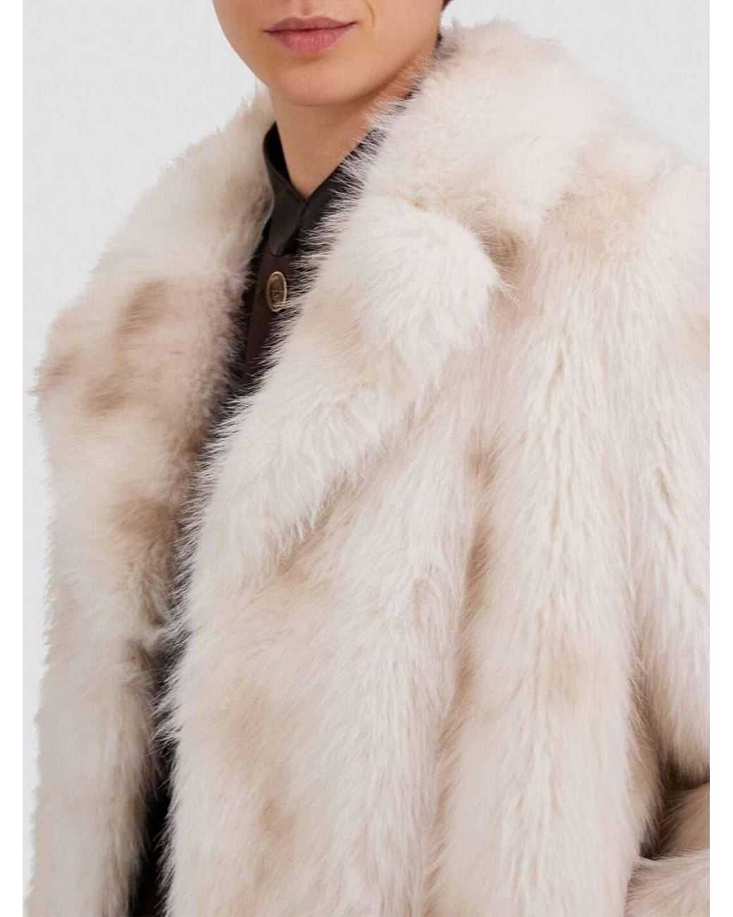 Herno White Lynx-Effect Fur-Touch Coat