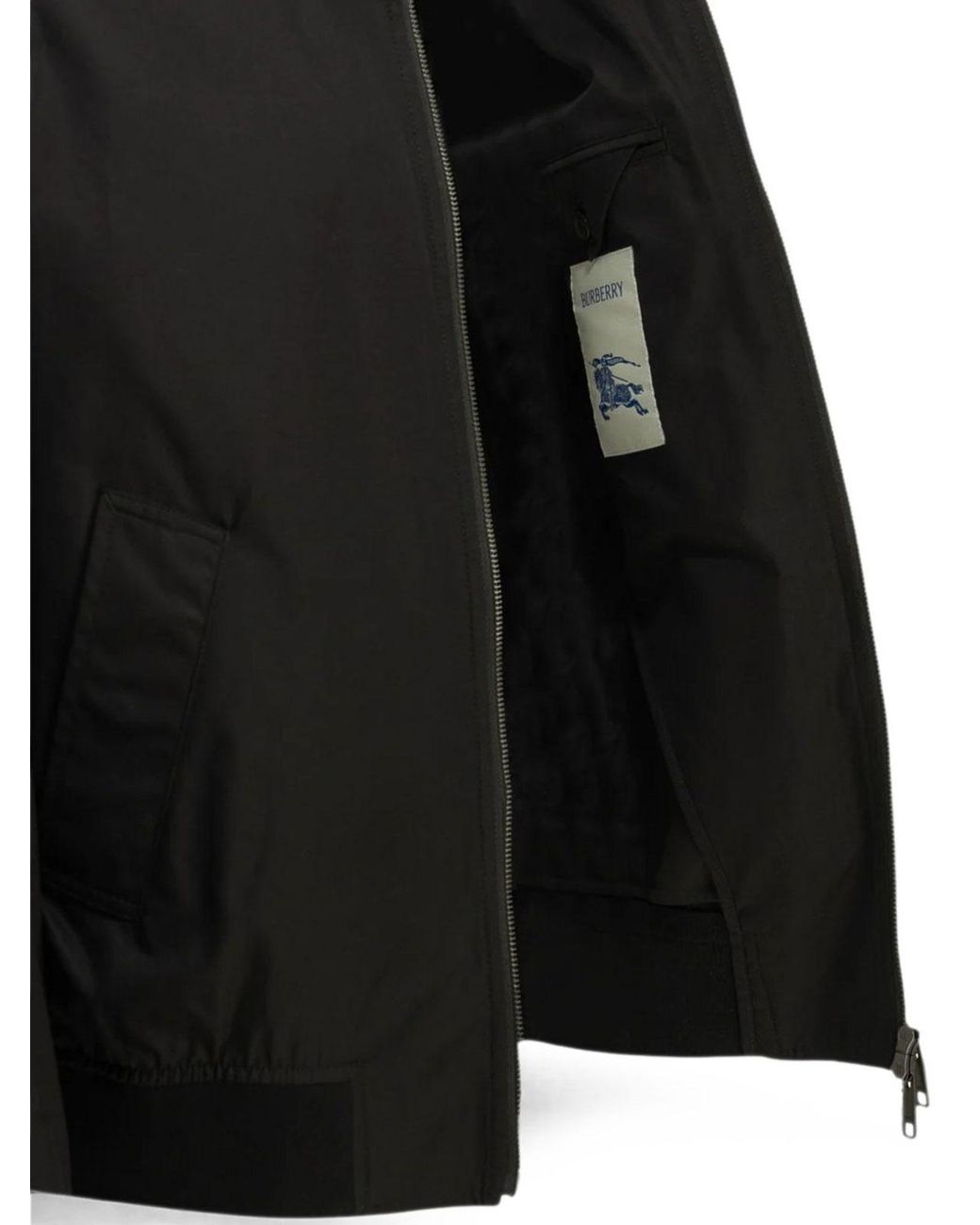 Burberry Black Check-Collar Harrington Bomber Jacket for men