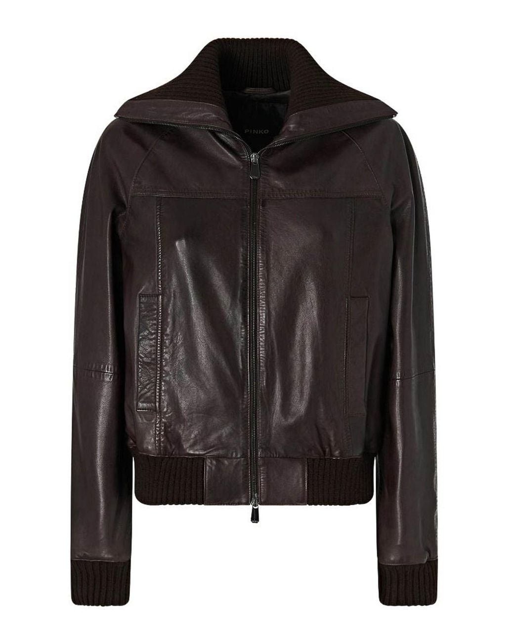 Pinko Black Bluma Faux Leather Jacket With Zip