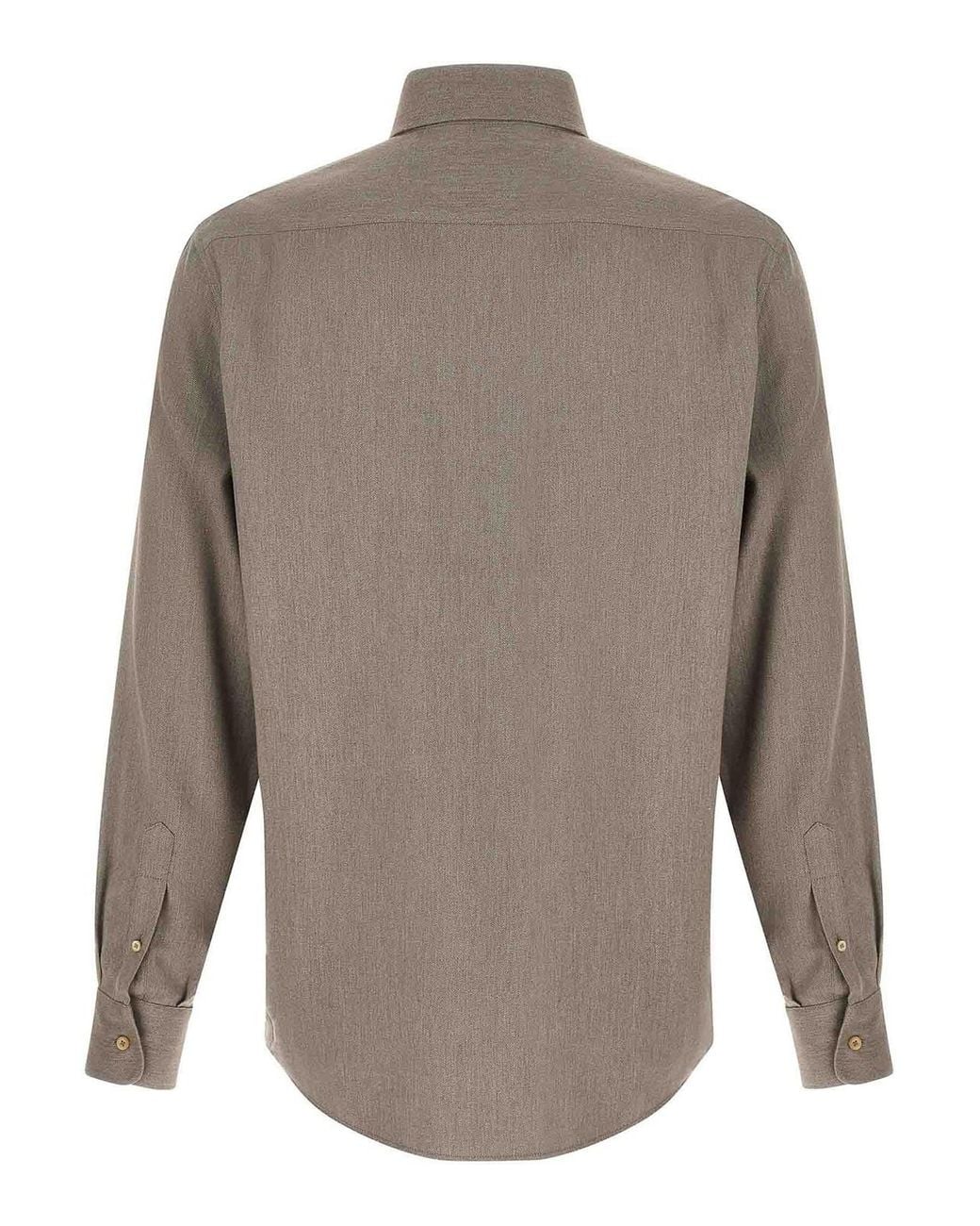 Brunello Cucinelli Brown Herringbone Shirt for men