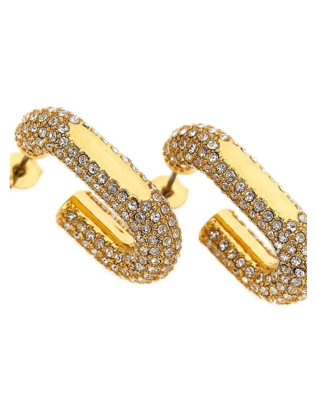 Rabanne Metallic Earrings With Crystals