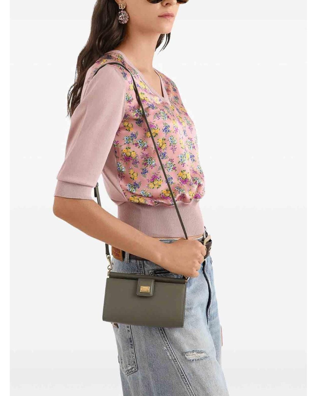 Dolce & Gabbana Green Leather Phone Bag