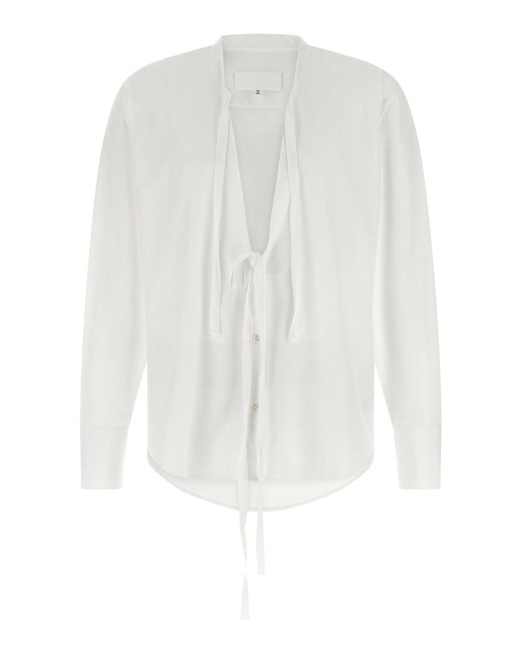 Maison Margiela White Raw Cut Hem Shirt for men