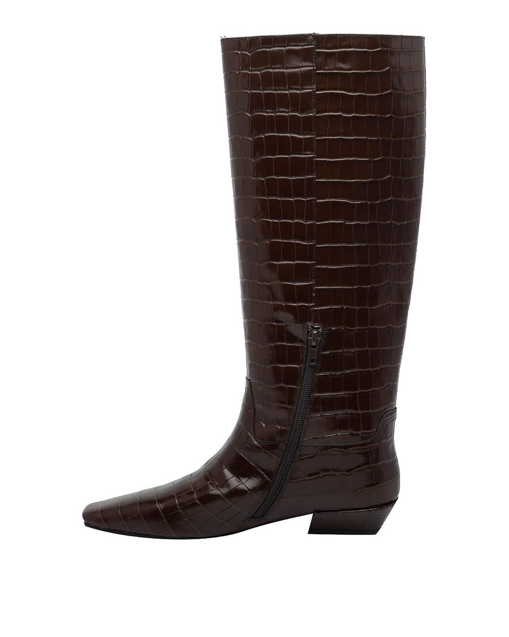 Jeffrey Campbell Brown Passo Croc-Effect Knee-High Boots