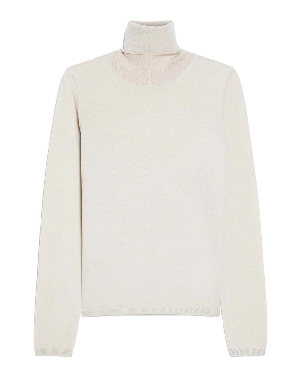 Max Mara White Veloce Lightweight Cashmere Turtleneck