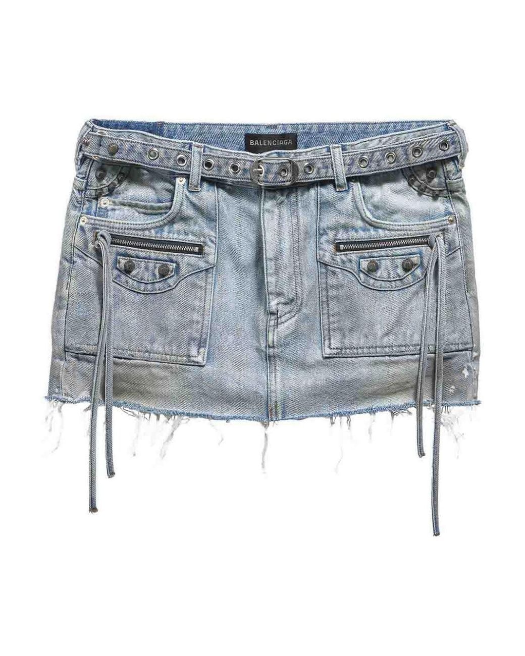 Balenciaga Blue Cagole Denim Mini Skirt