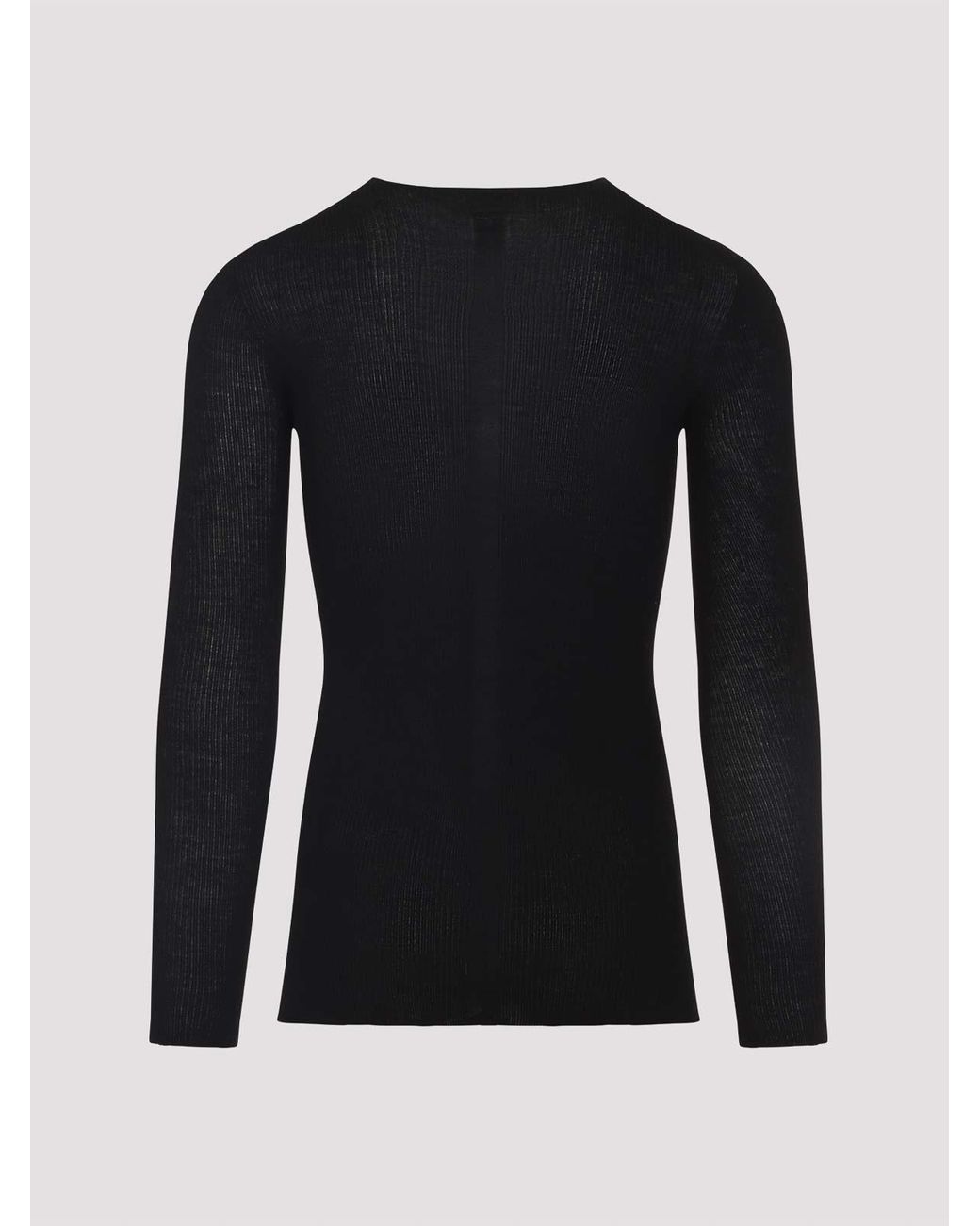 Rick Owens Black Wool Ribbed Round Neck Pullover for men