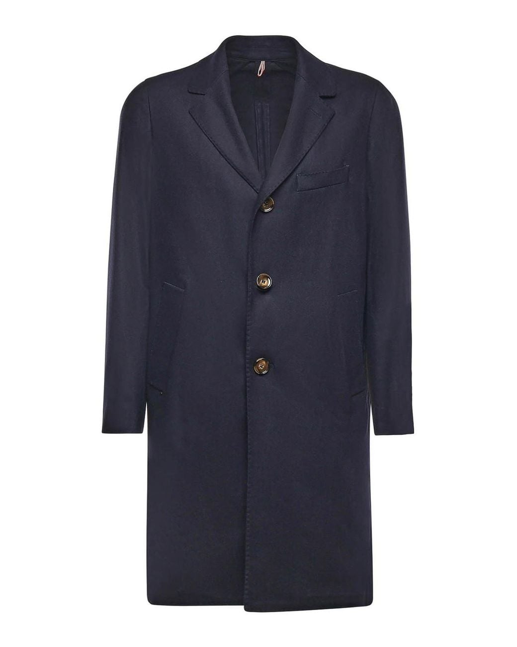 Santaniello Blue Single-Breasted Wool Blend Coat for men