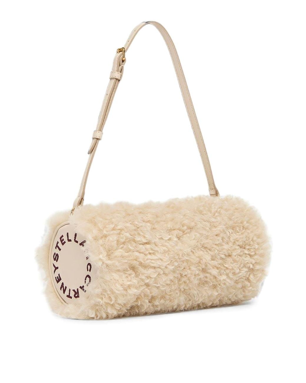 Stella McCartney Natural Stella Logo Shearling Pouch