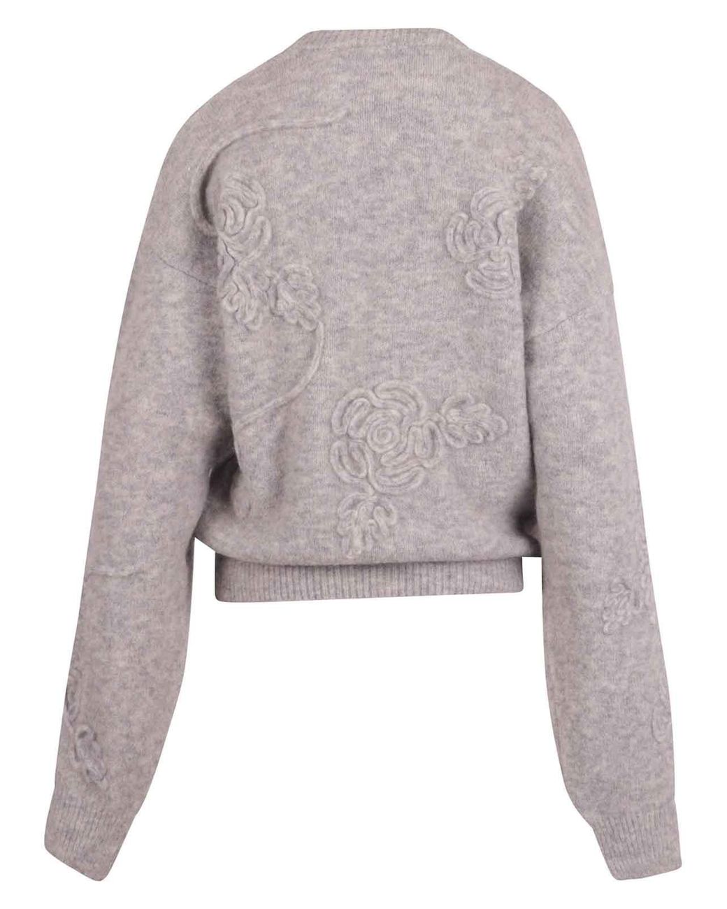 ROTATE BIRGER CHRISTENSEN Gray Sweater With Floral Workmanship