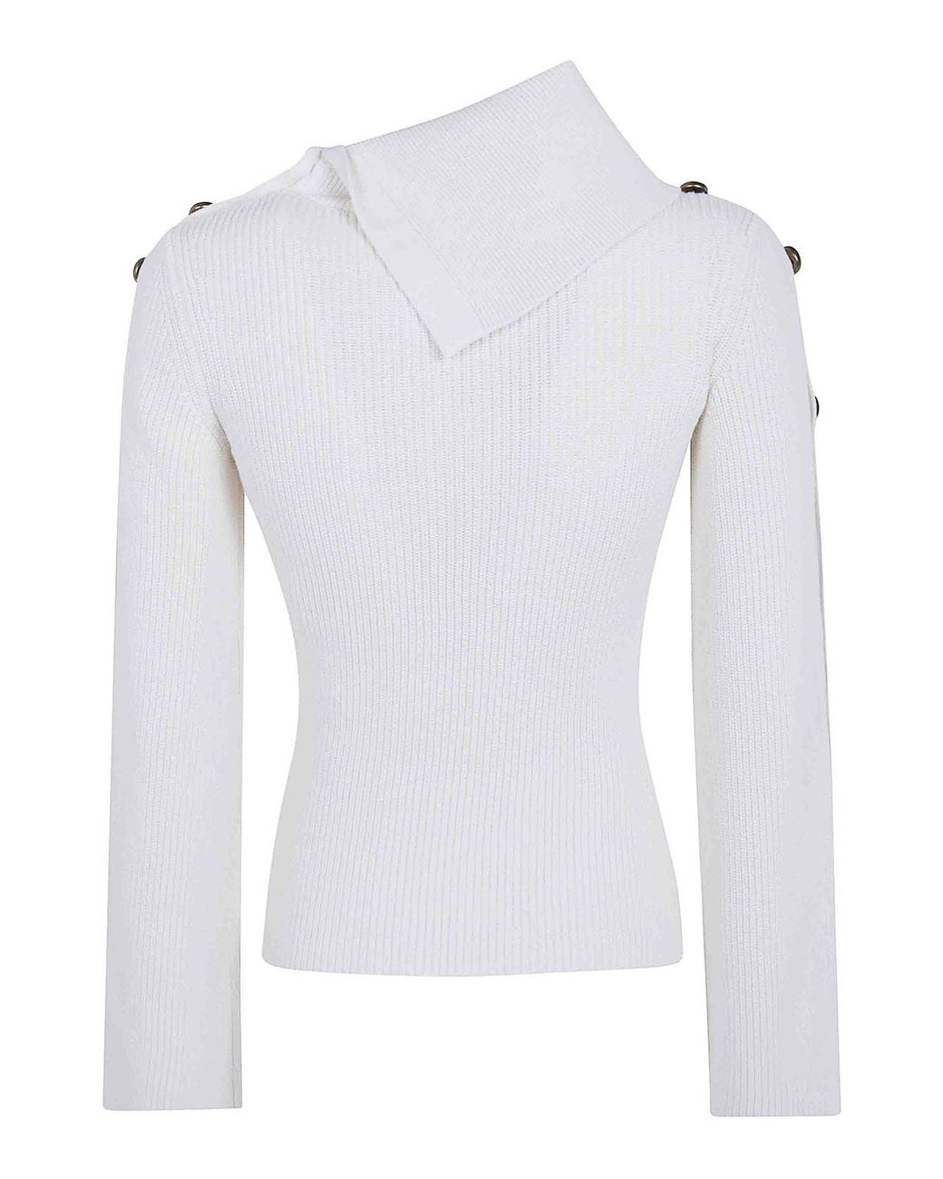 Elisabetta Franchi White Tricot Round Neck Sweater