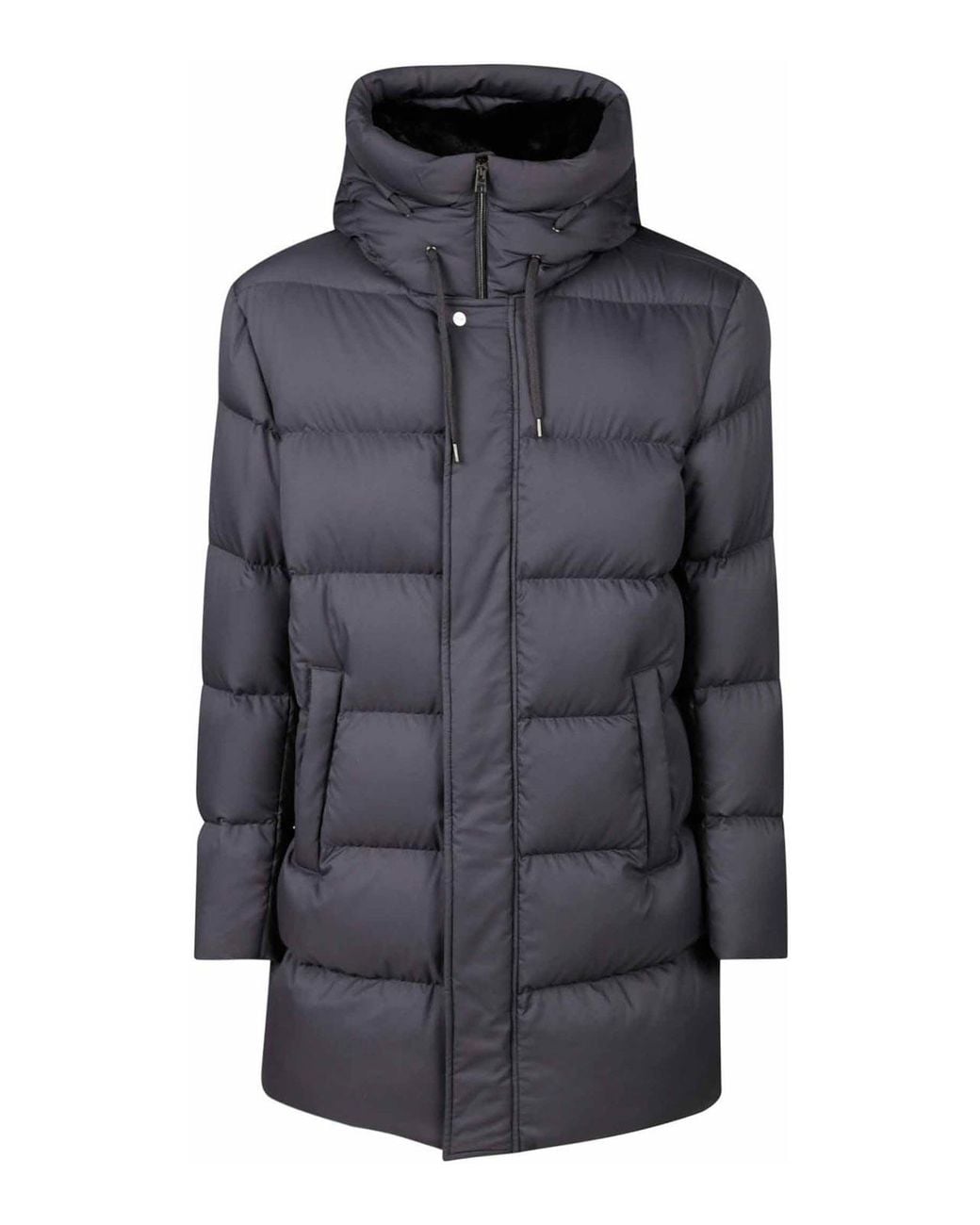 Herno Blue Woven Half Coat for men