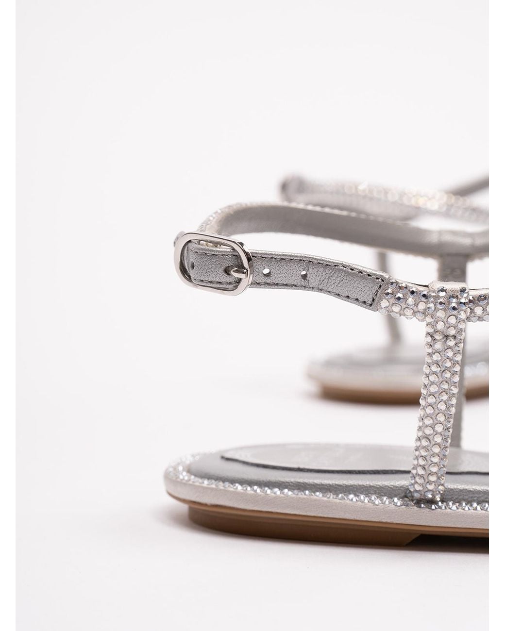 Rene Caovilla White Diana Flat Sandals