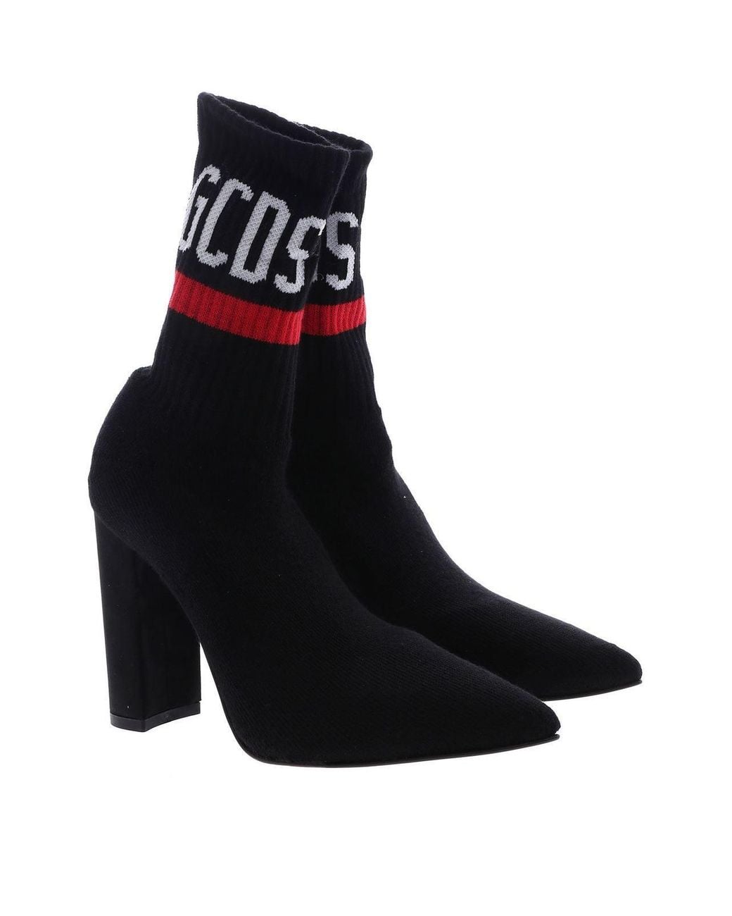 Gcds Black Ankle Boots With Logo