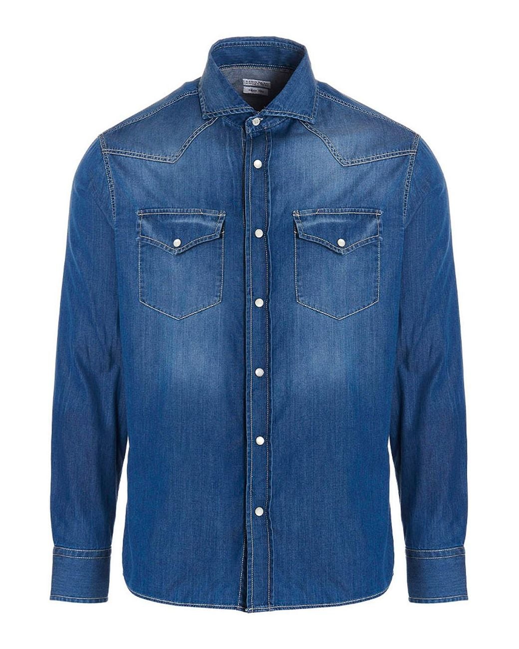 Brunello Cucinelli Blue Texan Shirt for men