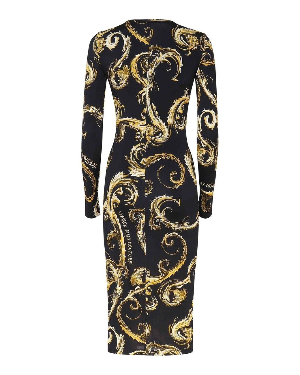 Versace Jeans Couture Black Longuette Dress Baroque