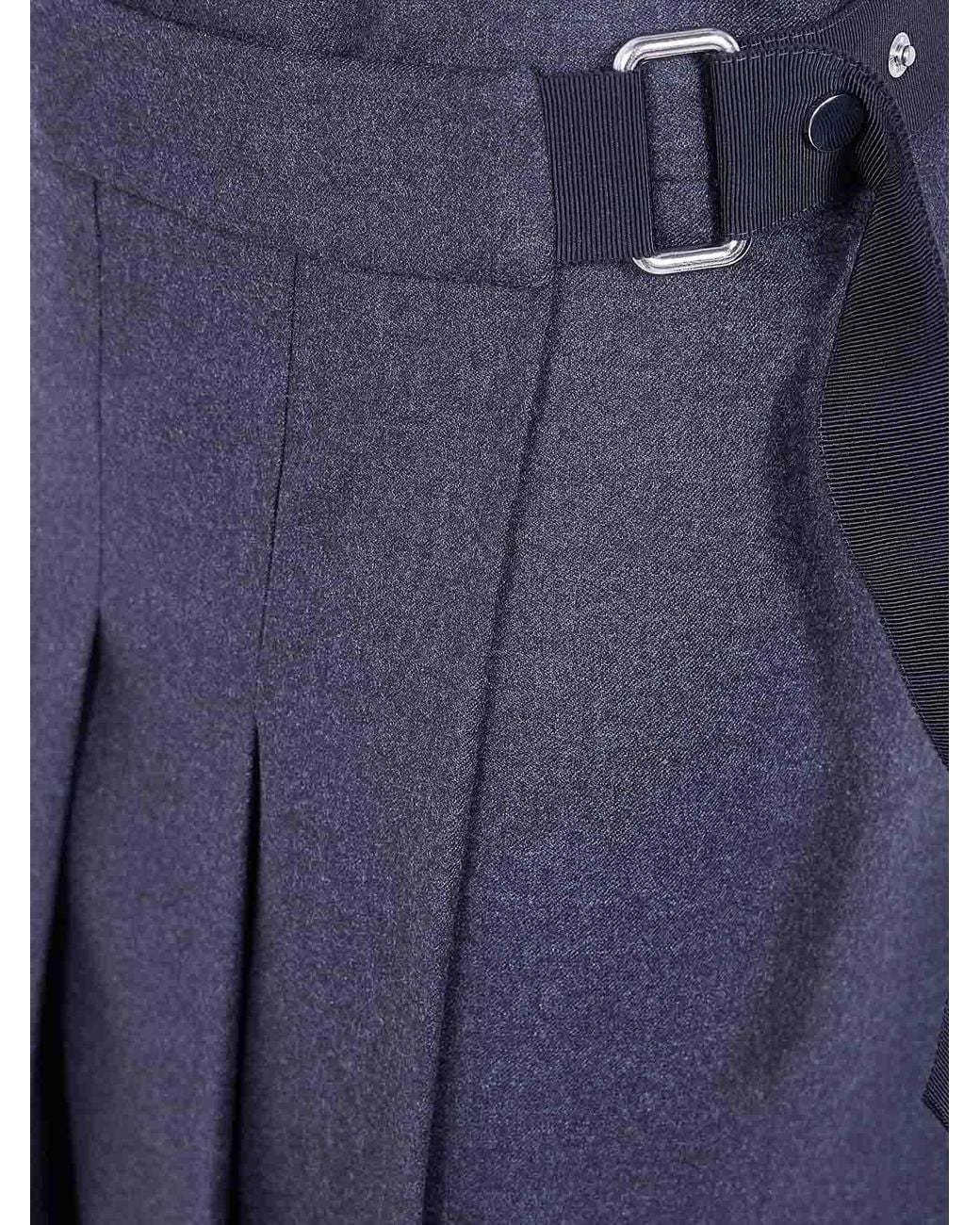 P.A.R.O.S.H. Blue Pleated Buckle-Fastening Maxi Skirt