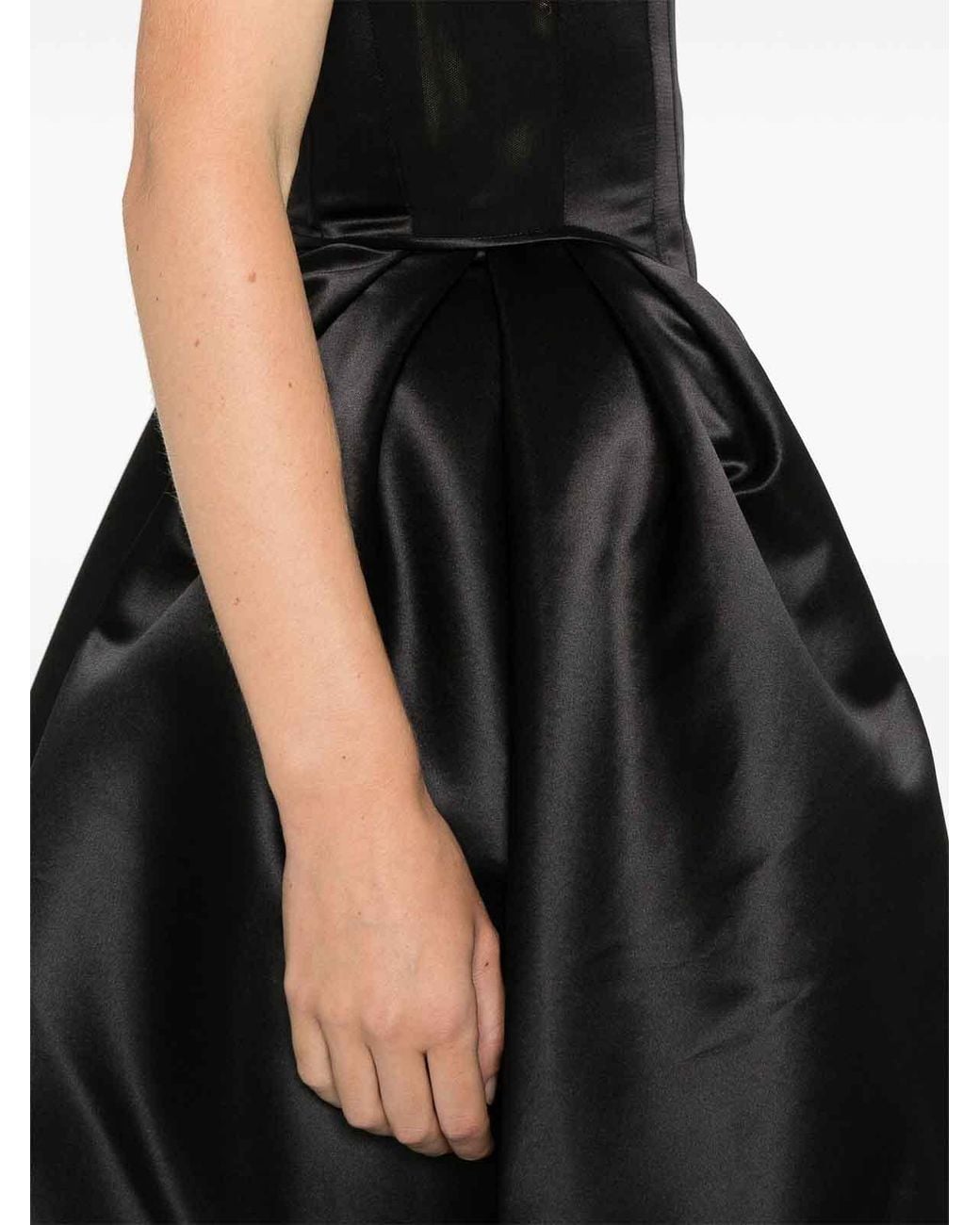 Vivetta Black Duchess Satin Mini Bustier Dress