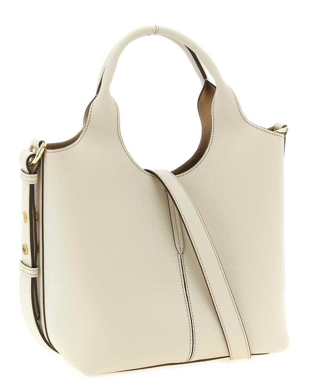 Tod's Natural Mini Metal Plate Shopping Bag