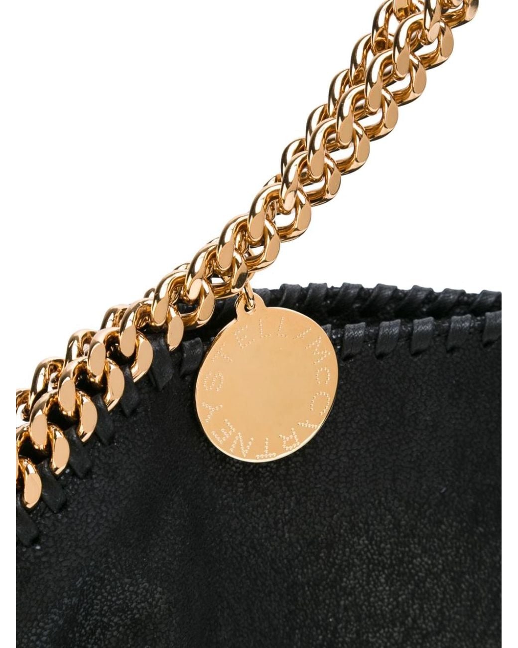 Stella McCartney Black And Golden Falabella Fold Over Tote Bag