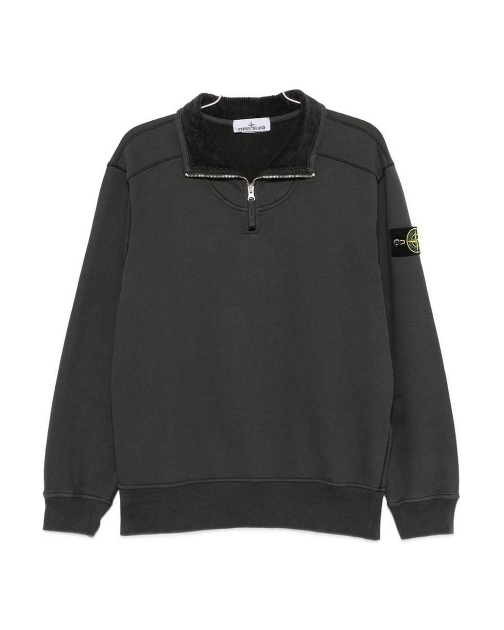 Stone Island Black Organic Cotton Half-Zip Sweatshirt for men