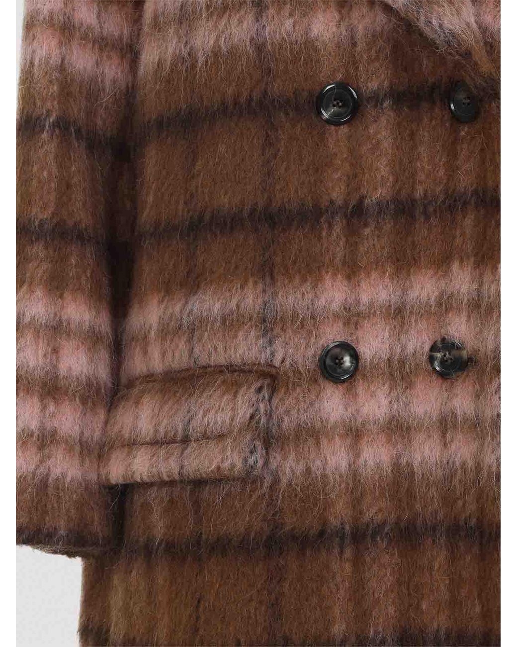 Moschino Brown Checked Double-Breasted Coat